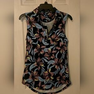 Bad Birdie Floral Sleeveless Performance Blouse - Size S